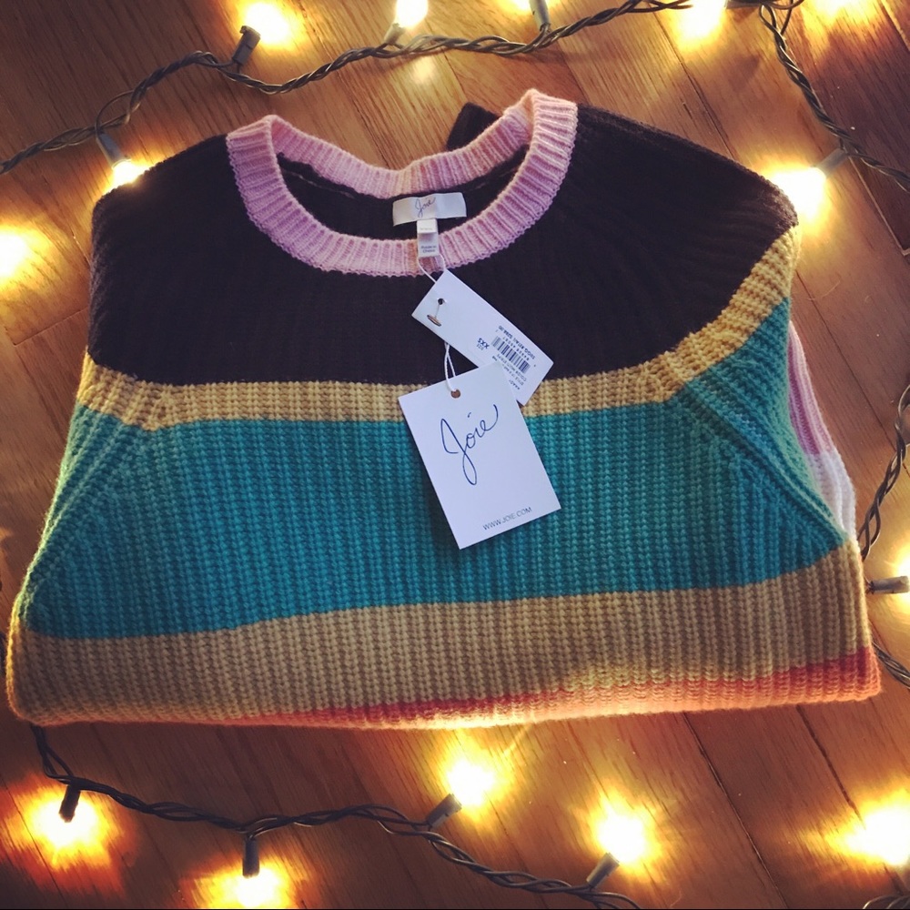 NWT Joie chunky striped crochet knit wool cashmere sweater - Picture 6 of 6